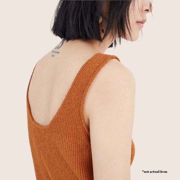 🧡 MADEWELL KINGSTON BUTTON FRONT SWEATER TANK GOLDEN PECAN MEDIUM ORANGE BROWN - Picture 3 of 7